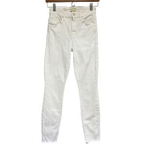 MOTHER High Waisted Looker Ankle Fray Jeans Womens 25 Whipping The Cream Stretch